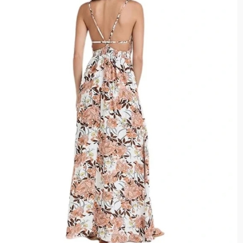 MAAJI CREMON AURORA TROPICAL FLORAL MAXI DRESS FRONT OPENING SIZE LARGE - Picture 4 of 16